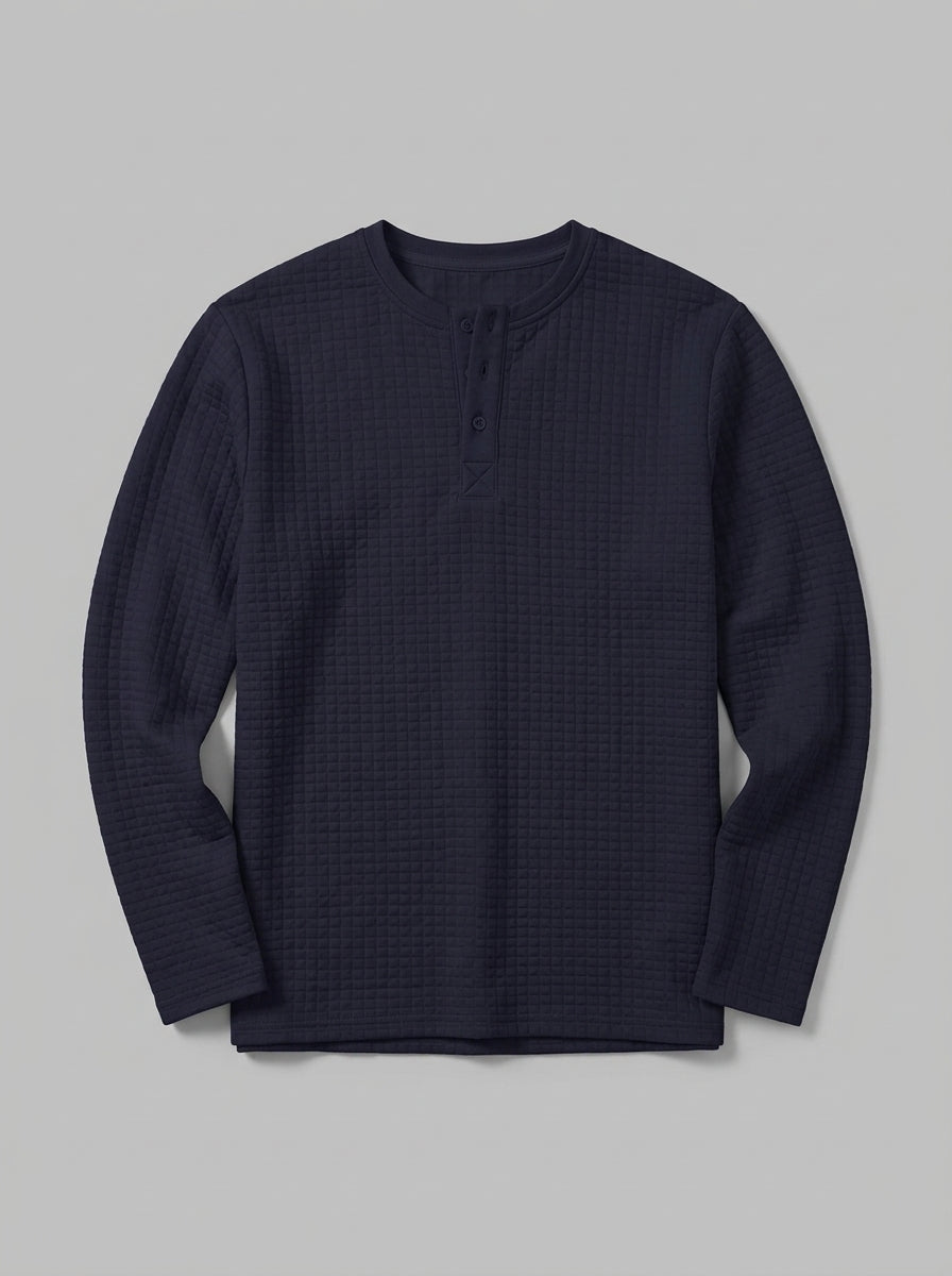 Trento Men's Quilted Henley Shirt — navyblue — packshot