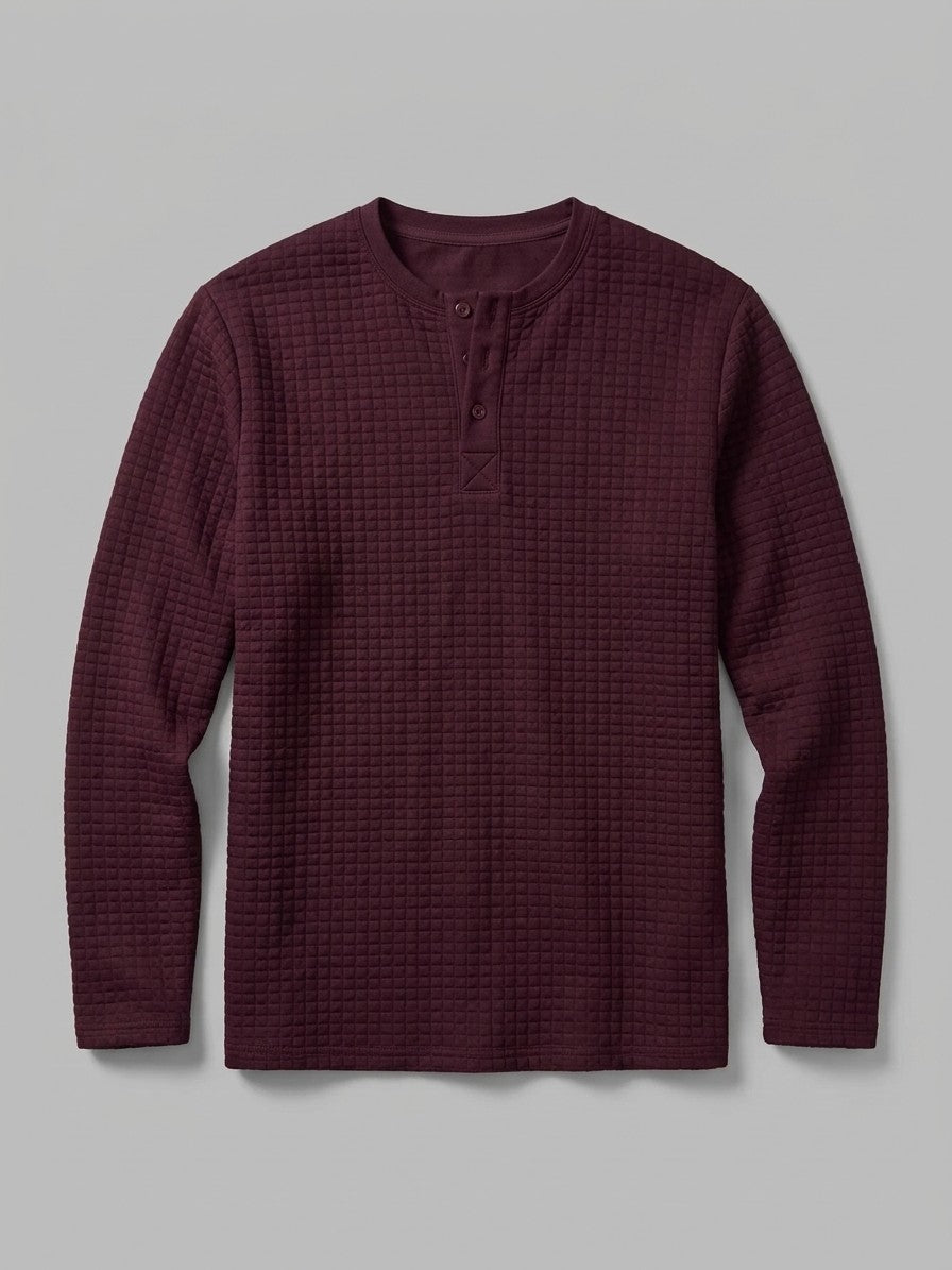 Trento Men's Quilted Henley Shirt — winered — packshot
