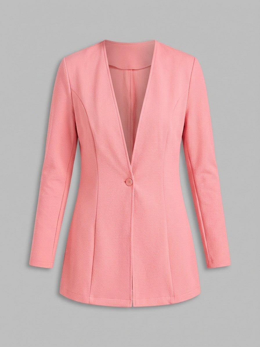 Trevi Women's Longline Collarless Blazer — coral — packshot