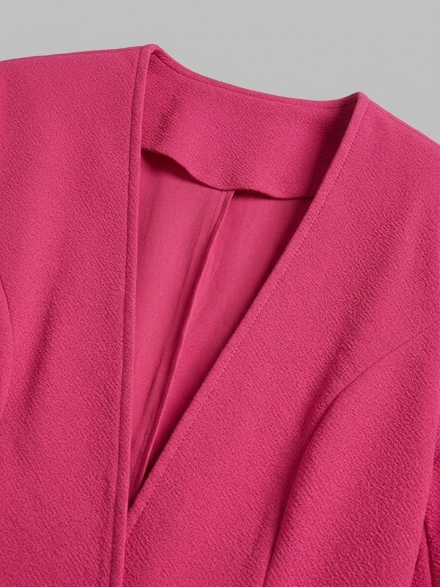 Trevi Women's Longline Collarless Blazer — fuchsiapink — detail-2
