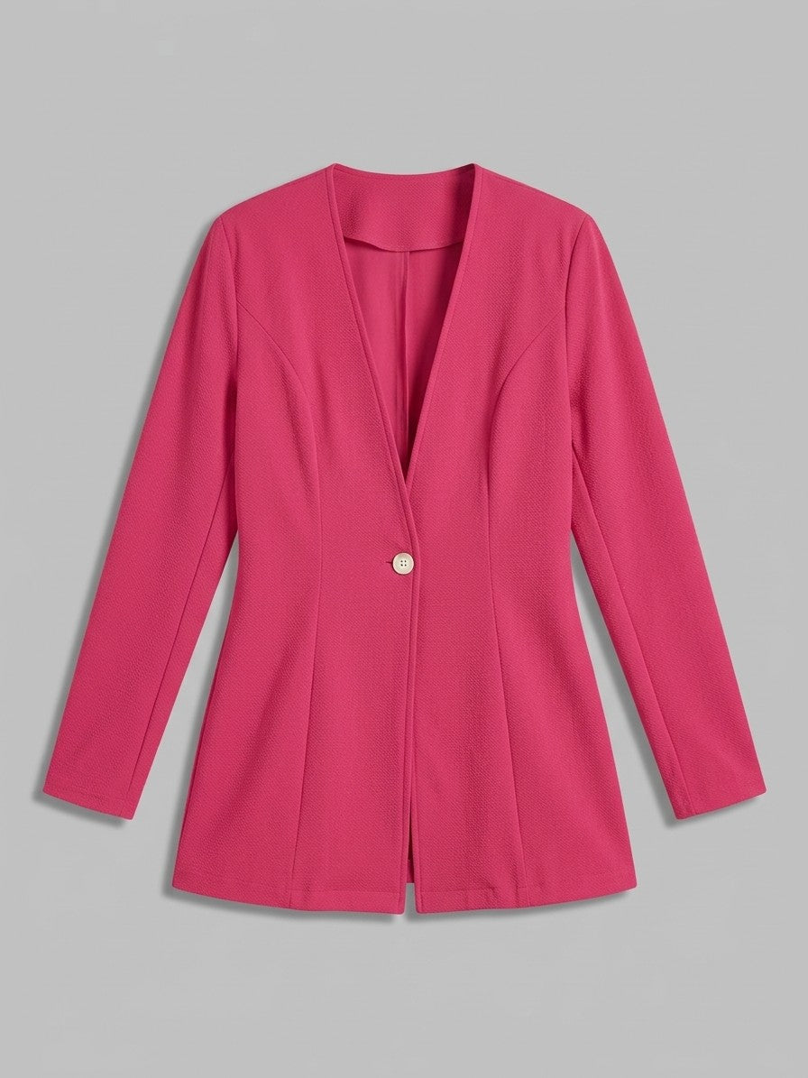 Trevi Women's Longline Collarless Blazer — fuchsiapink — packshot