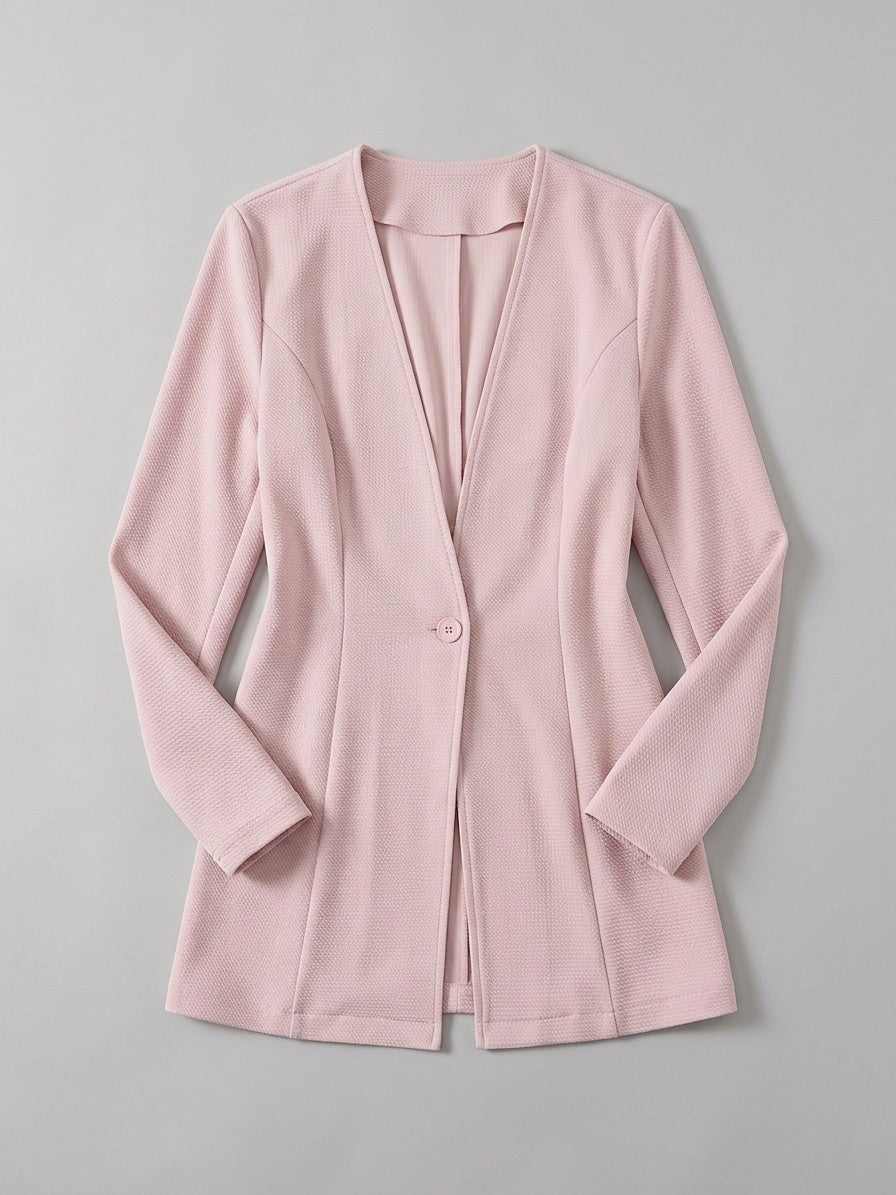 Trevi Women's Longline Collarless Blazer — lightpink — packshot
