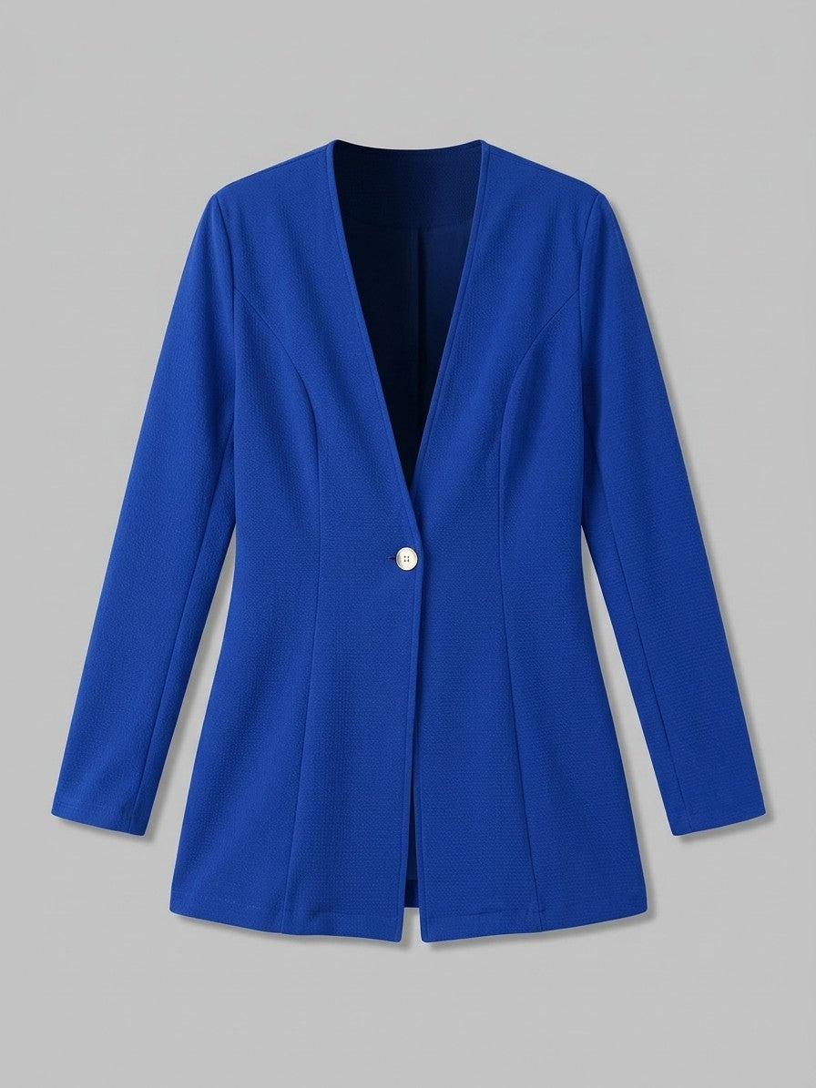 Trevi Women's Longline Collarless Blazer — royalblue — packshot