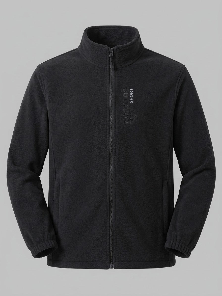 Trevignano Men's Stand-Collar Zip Fleece Jacket — black — packshot