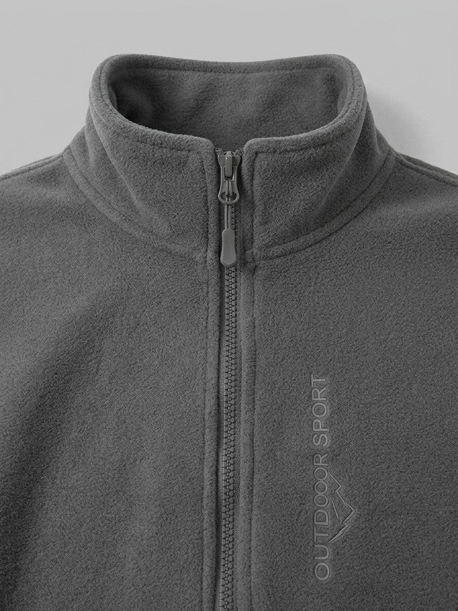 Trevignano Men's Stand-Collar Zip Fleece Jacket — charcoal — detail-2