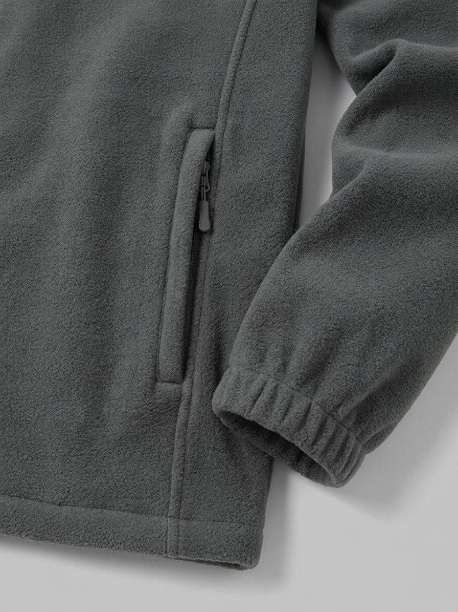 Trevignano Men's Stand-Collar Zip Fleece Jacket — charcoal — detail-collar