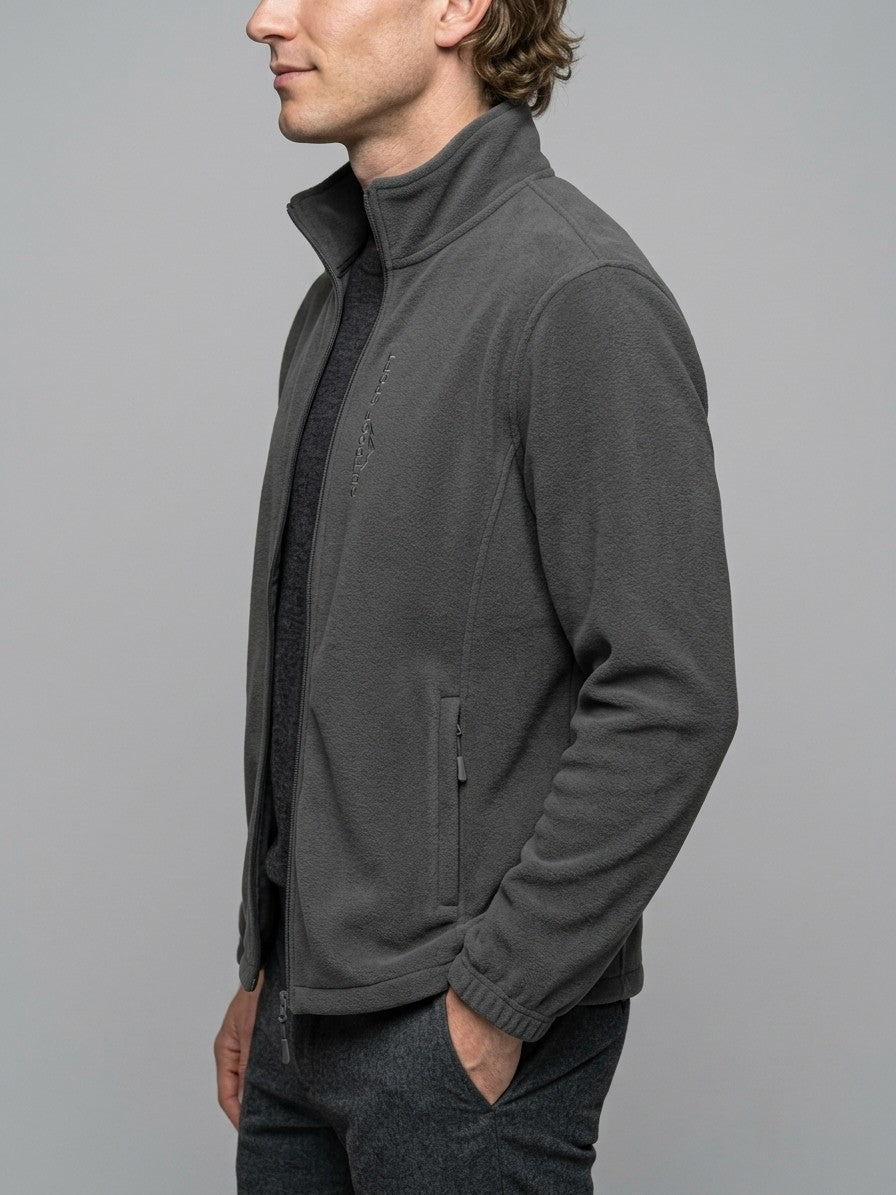 Trevignano Men's Stand-Collar Zip Fleece Jacket — charcoal — side