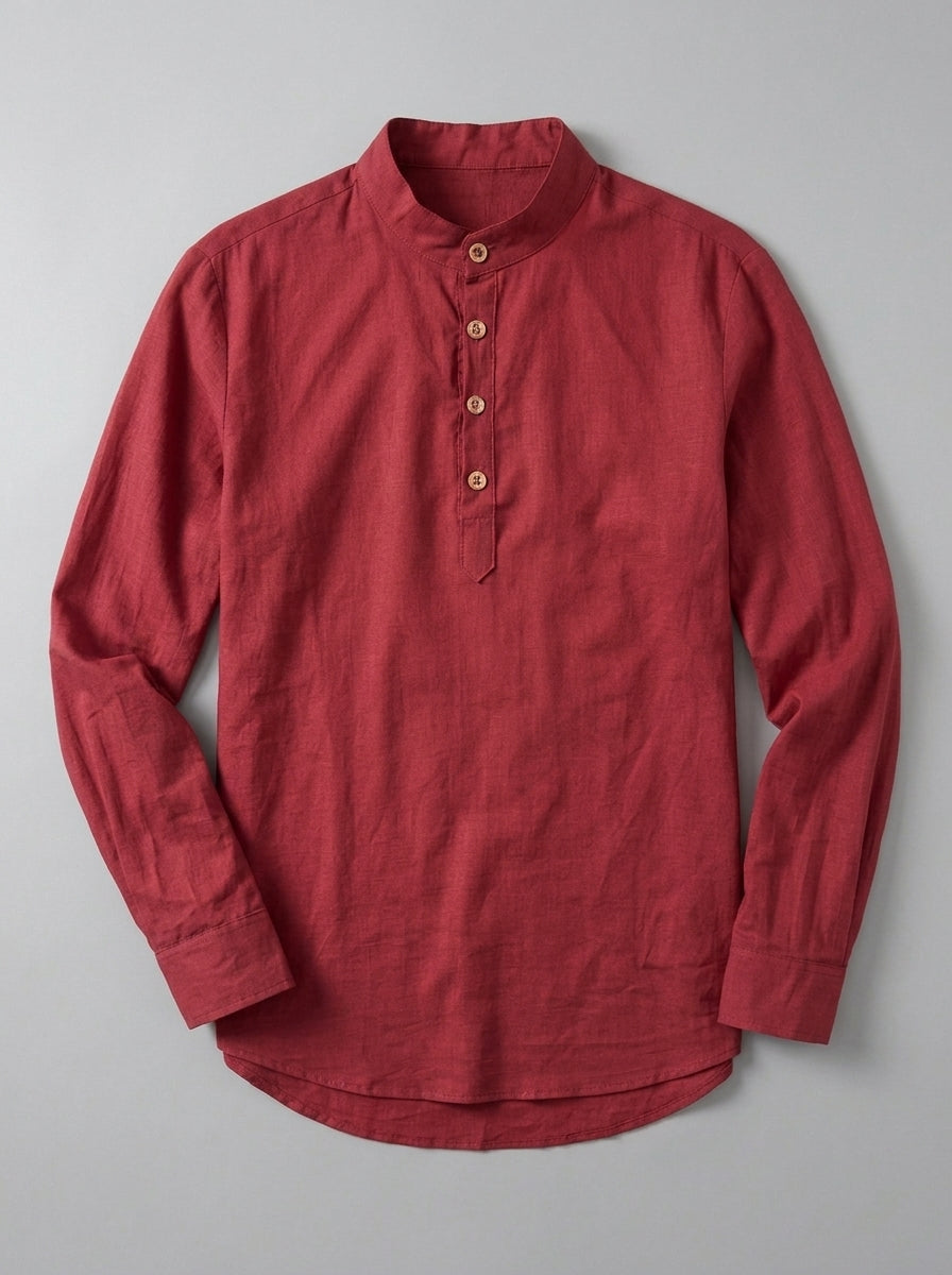 Treviso Men's Mandarin Collar Shirt — red — packshot