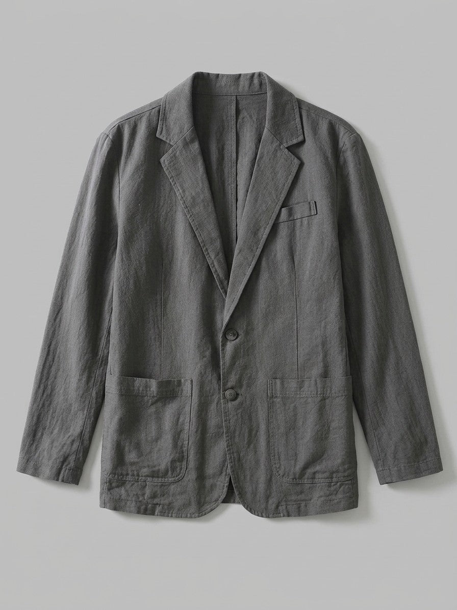 Trezzo Men's Patch-Pocket Cotton-Linen Blazer — darkgrey — packshot
