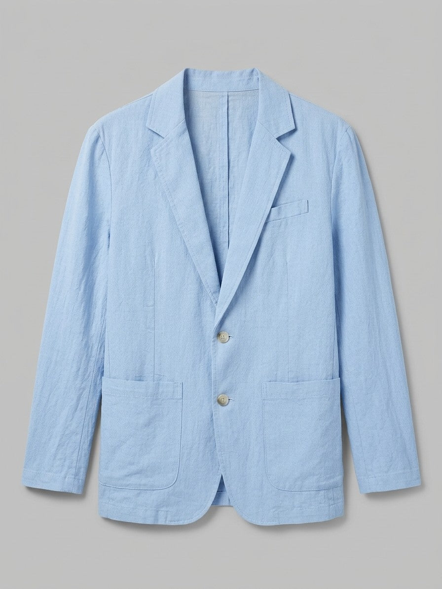 Trezzo Men's Patch-Pocket Cotton-Linen Blazer — lightblue — packshot