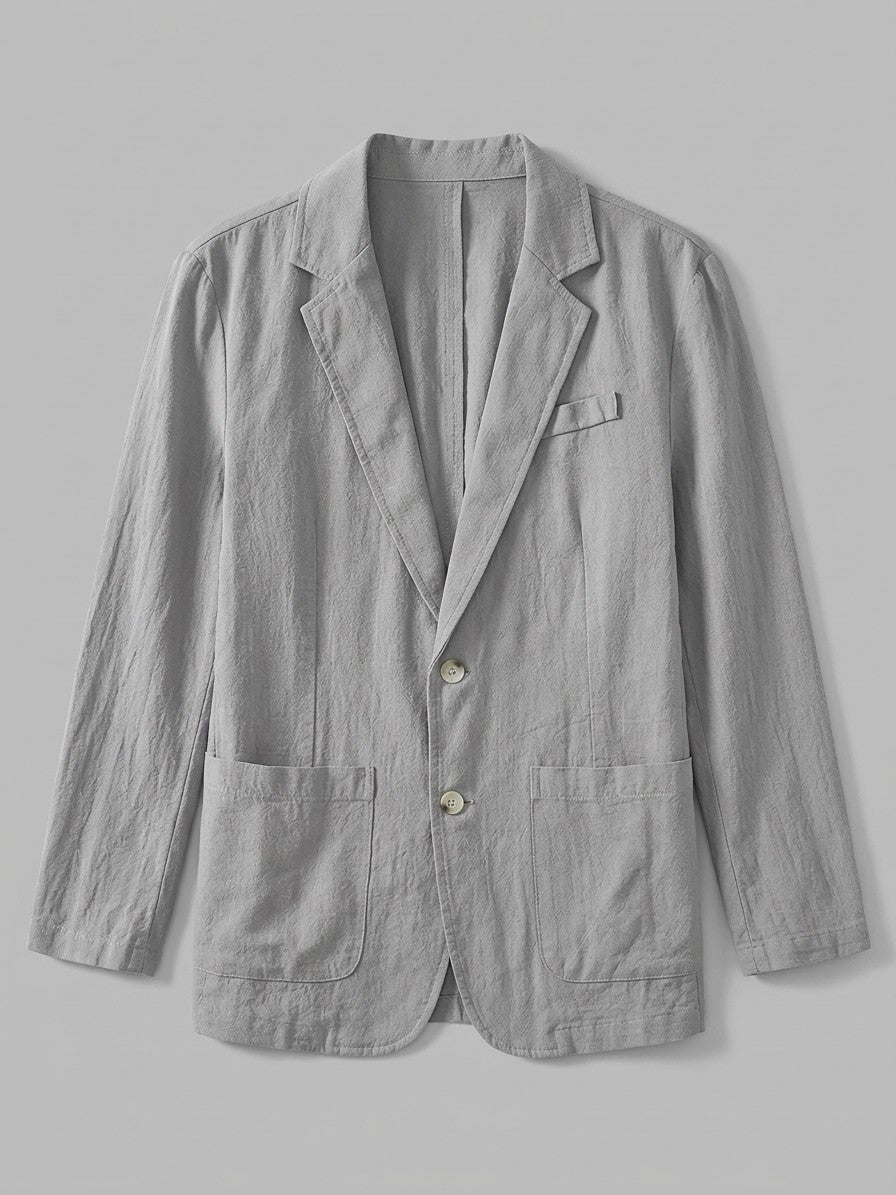 Trezzo Men's Patch-Pocket Cotton-Linen Blazer — lightgrey — packshot