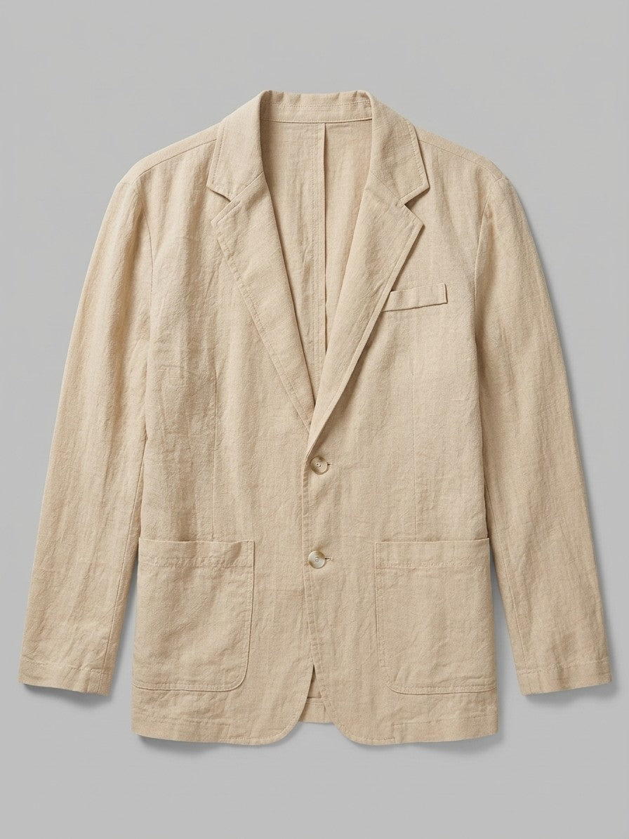 Trezzo Men's Patch-Pocket Cotton-Linen Blazer — sand — packshot