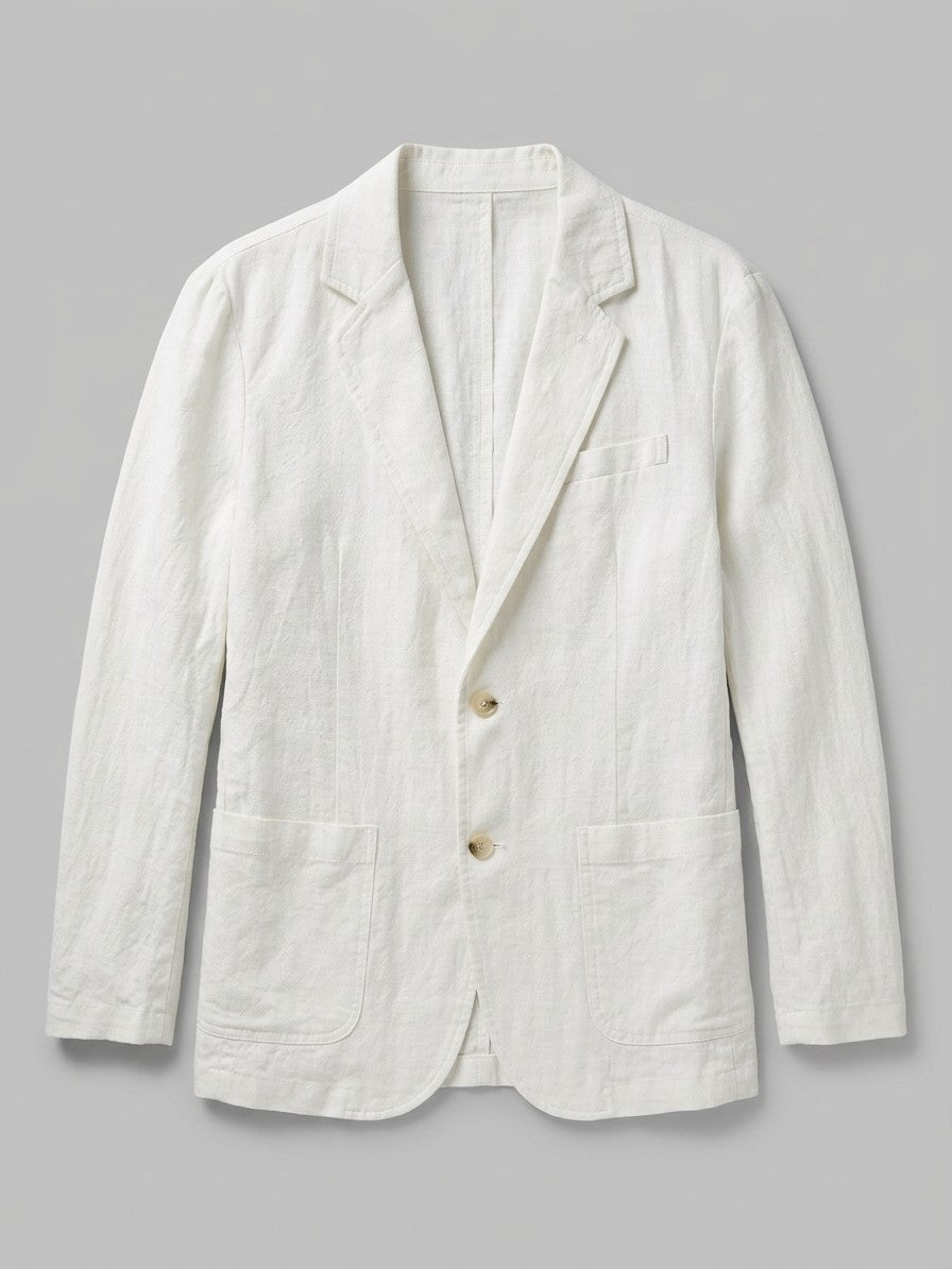 Trezzo Men's Patch-Pocket Cotton-Linen Blazer — white — packshot