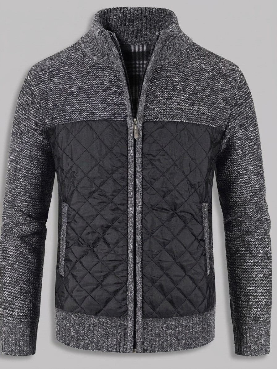 Trieste Men's Quilted-Panel Zip-Up Cardigan — darkgray — packshot