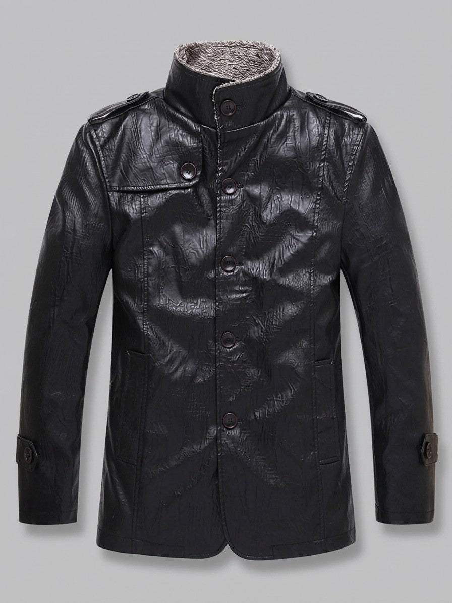 Triora Men's Fleece-Lined Faux Leather Jacket — black — packshot