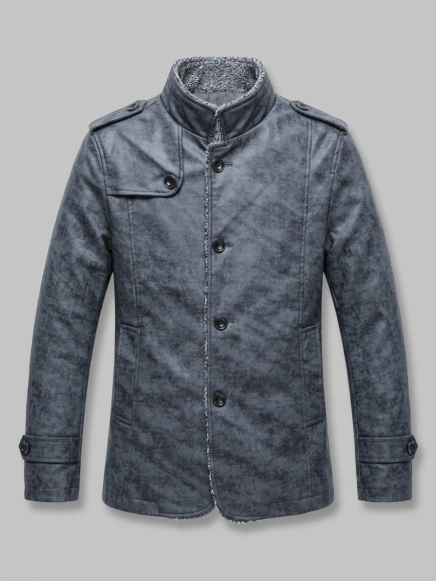 Triora Men's Fleece-Lined Faux Leather Jacket — grey — packshot