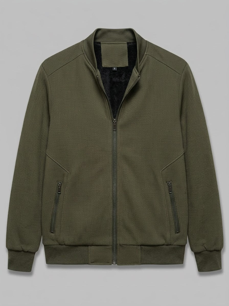 Tropea Men's Waffle-Knit Harrington Jacket — armygreen — packshot