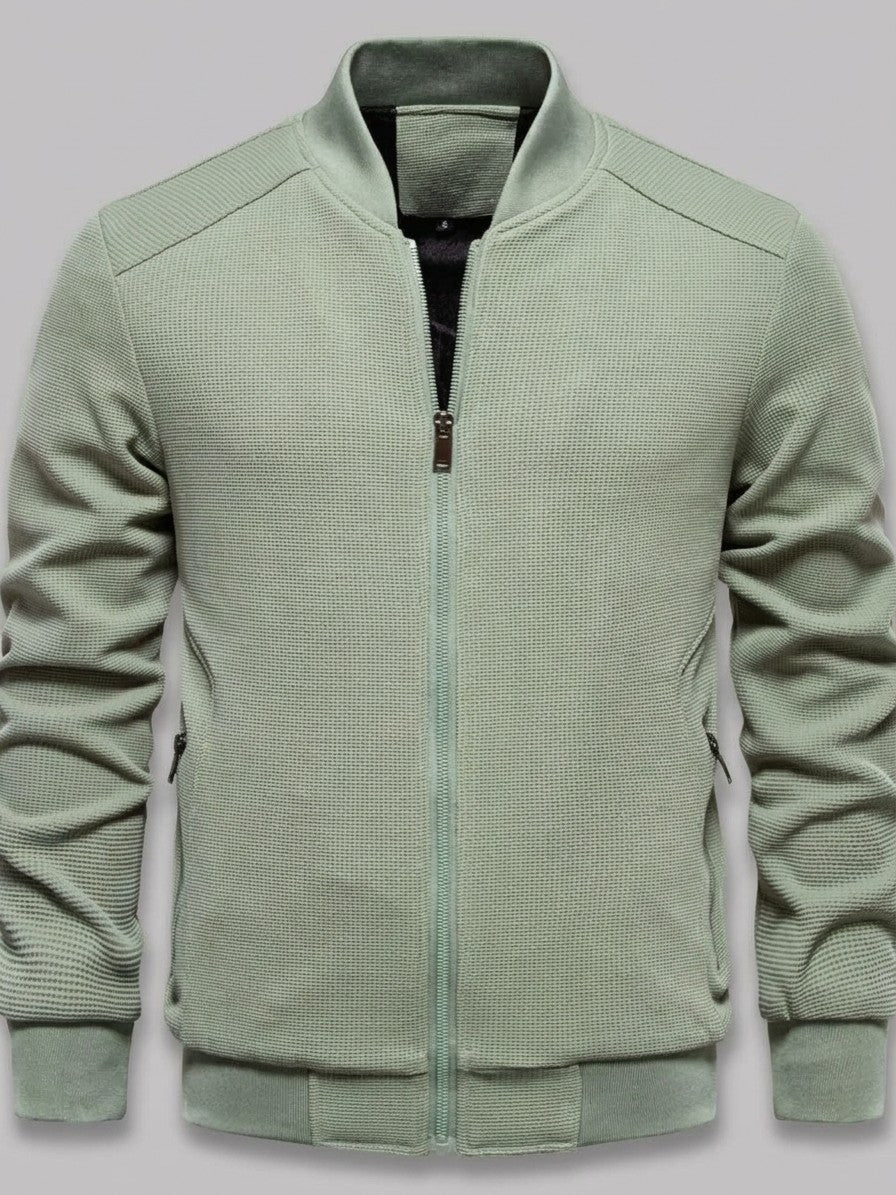Tropea Men's Waffle-Knit Harrington Jacket — sage — packshot