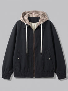 Tuscania Men's Gingham Hooded Zip Jacket