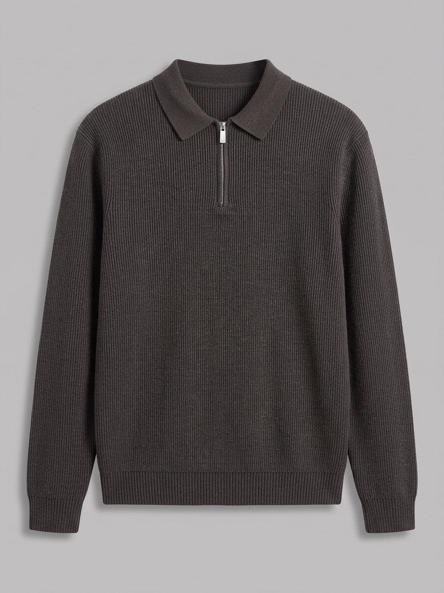Udine Men's Ribbed Quarter-Zip Sweater — darkgray — packshot