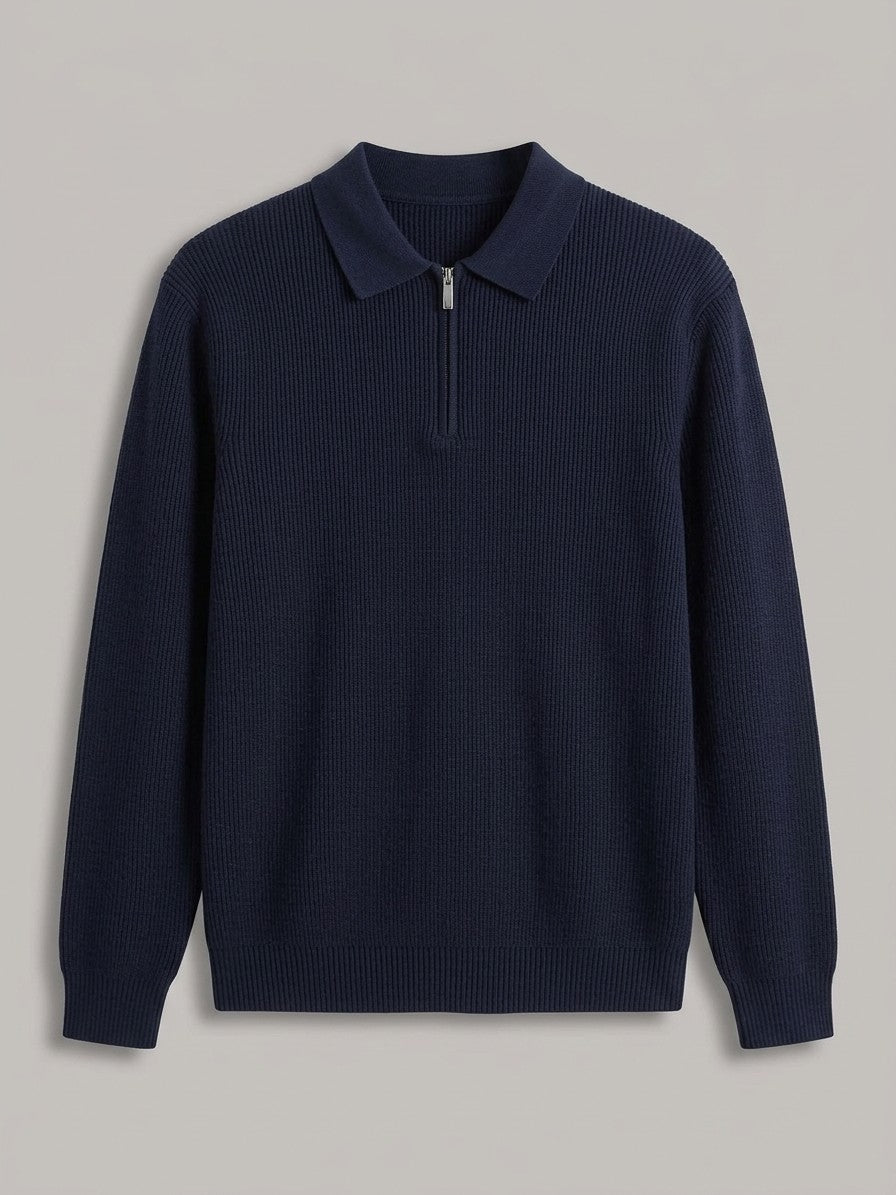 Udine Men's Ribbed Quarter-Zip Sweater — royalblue — packshot