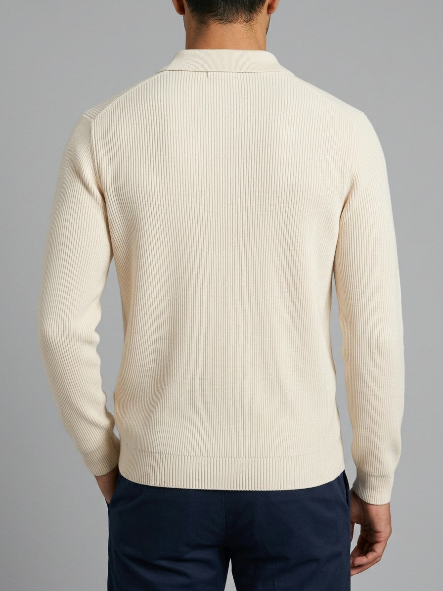Udine Men's Ribbed Quarter-Zip Sweater — whiteapricot — back