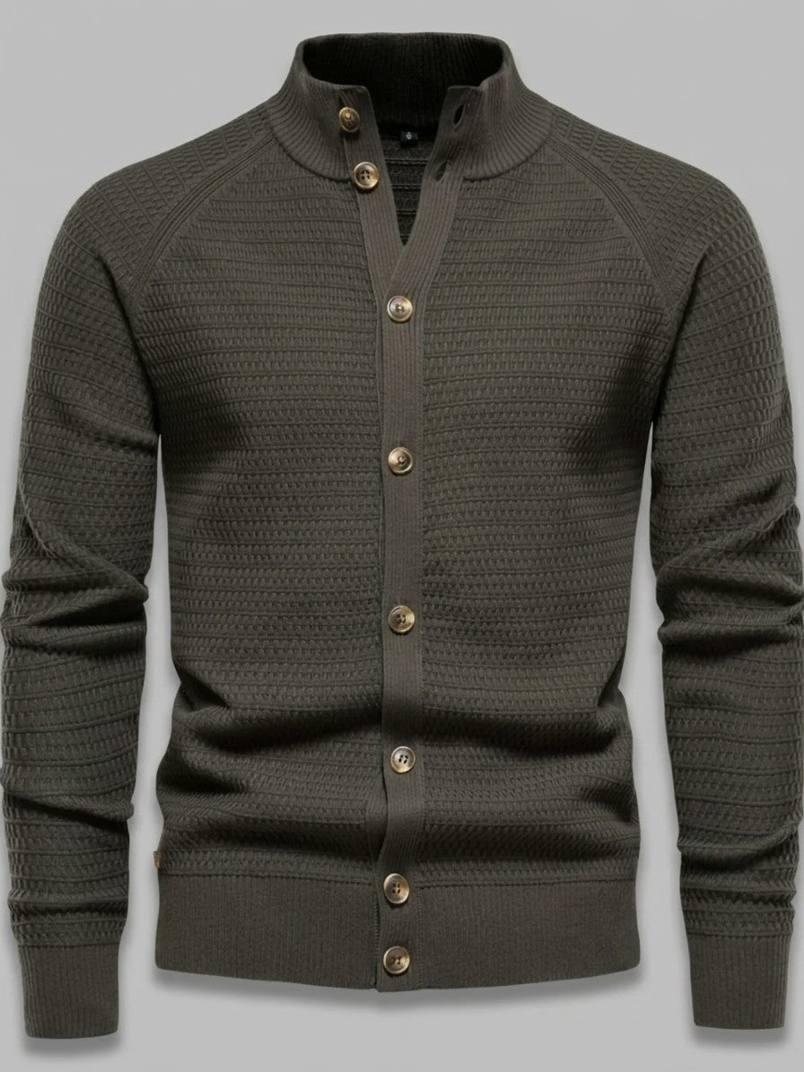 Urbino Men's Button-Down Cotton Cardigan — armygreen — packshot