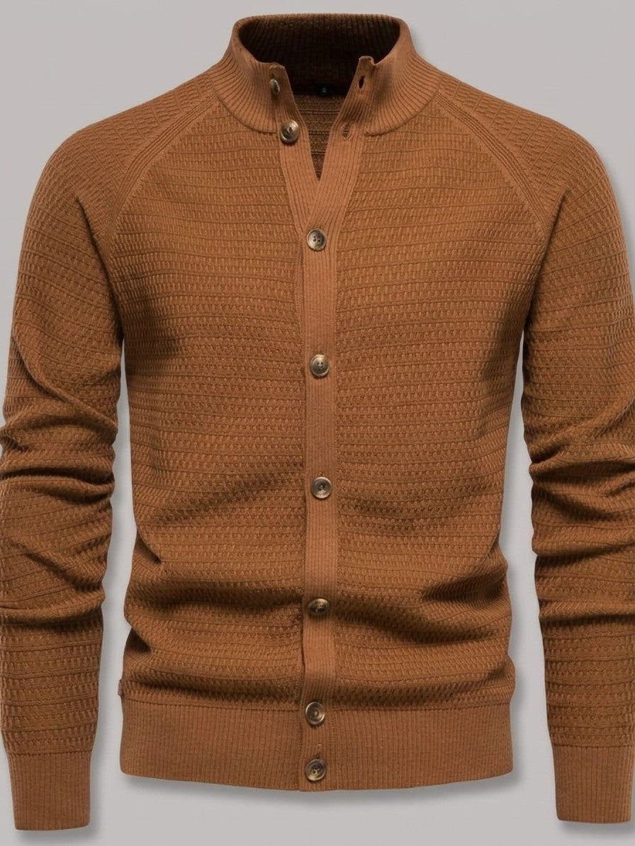 Urbino Men's Button-Down Cotton Cardigan — caramel — packshot