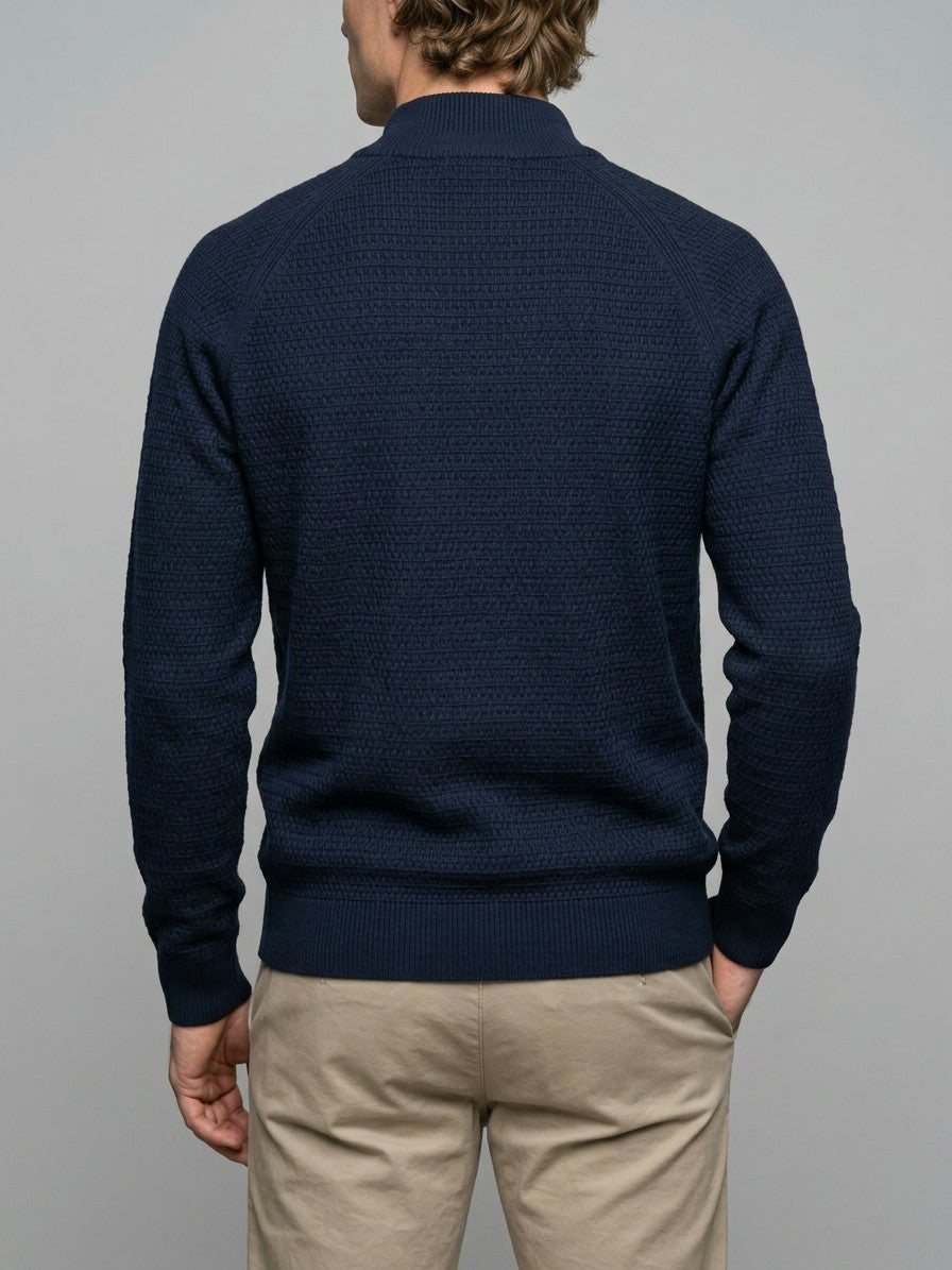 Urbino Men's Button-Down Cotton Cardigan — navy — back
