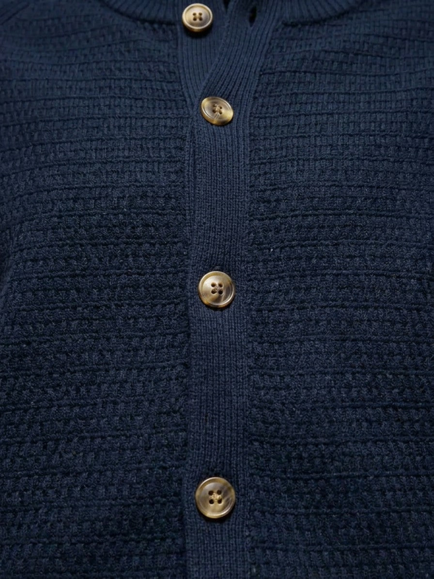 Urbino Men's Button-Down Cotton Cardigan — navy — detail-2