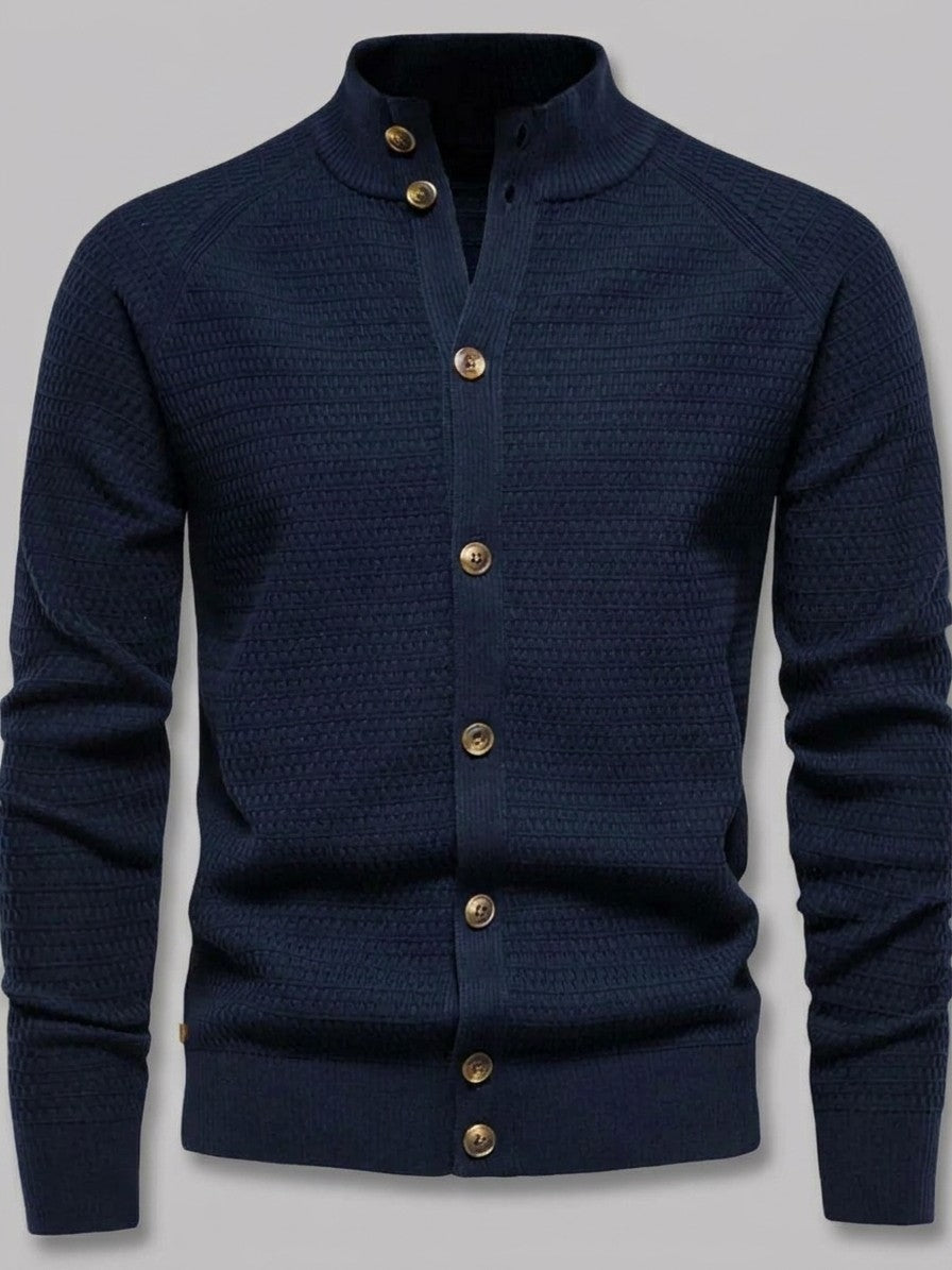 Urbino Men's Button-Down Cotton Cardigan — navy — packshot