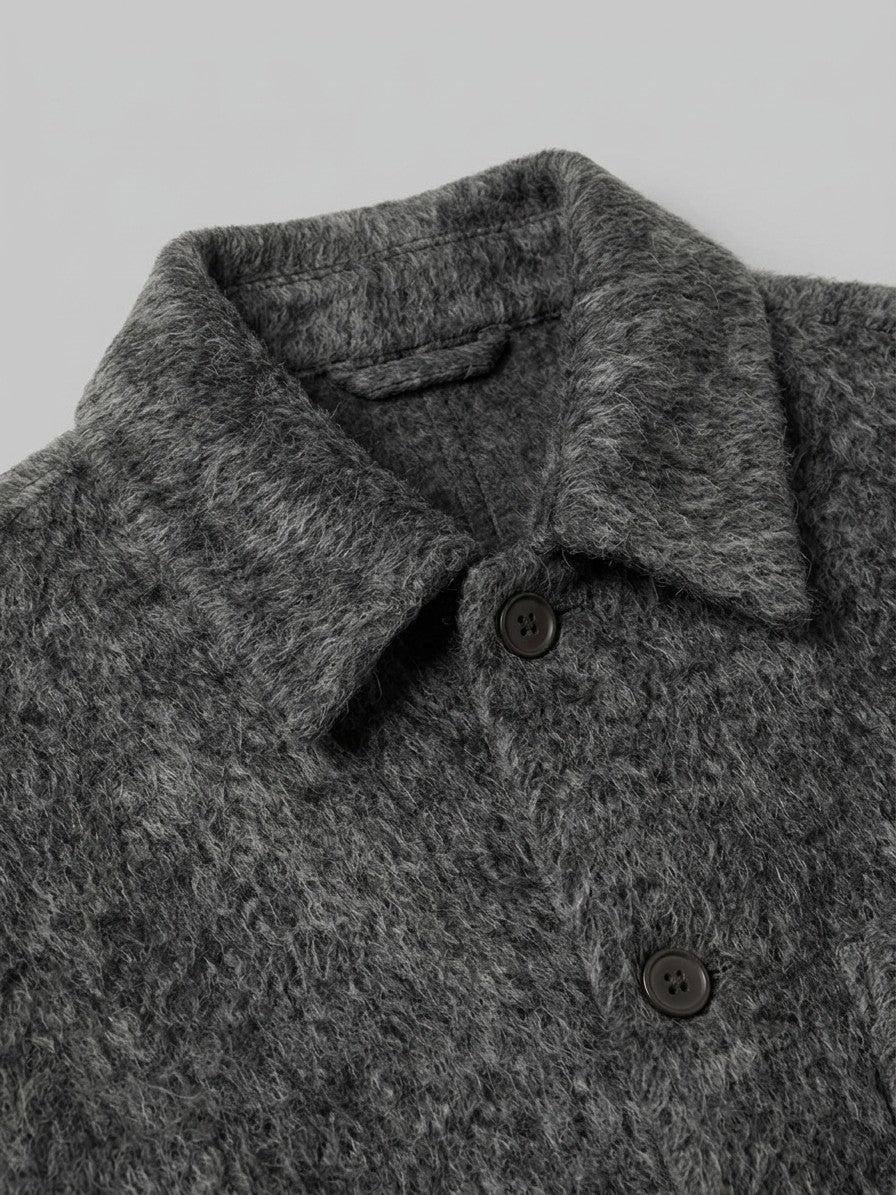 Ussita Men's Brushed Wool-Blend Shirt Jacket — charcoal — detail