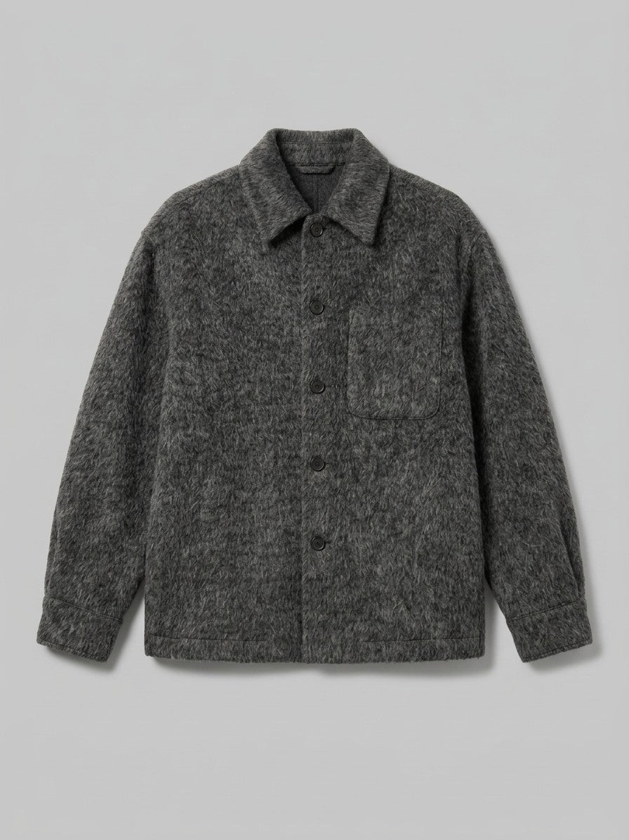Ussita Men's Brushed Wool-Blend Shirt Jacket — charcoal — packshot