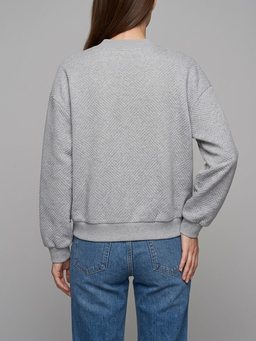 Valdobbiadene Women's Textured Knit Bomber Jacket — gray — back