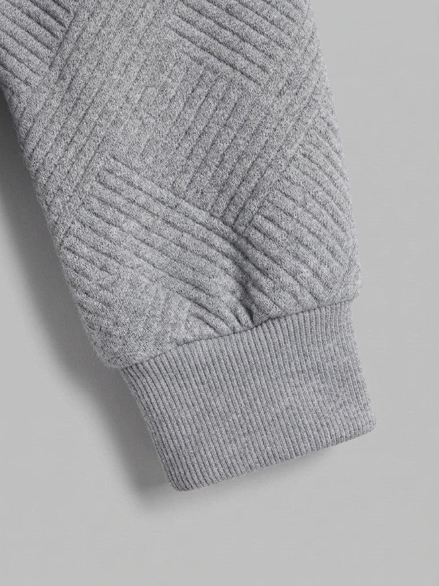 Valdobbiadene Women's Textured Knit Bomber Jacket — gray — detail-collar