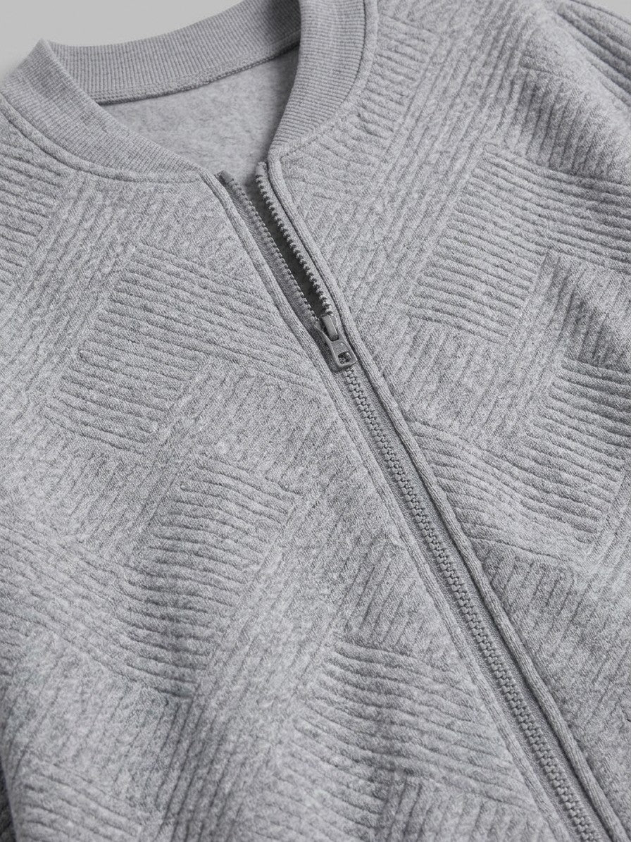 Valdobbiadene Women's Textured Knit Bomber Jacket — gray — detail