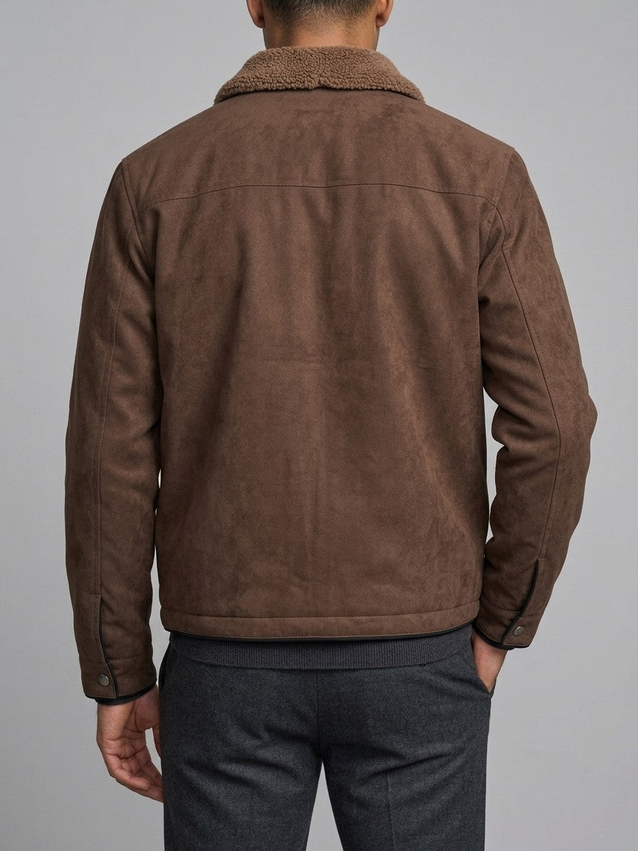 Valenza Men's Sherpa-Lined Zip Work Jacket — coffee — back