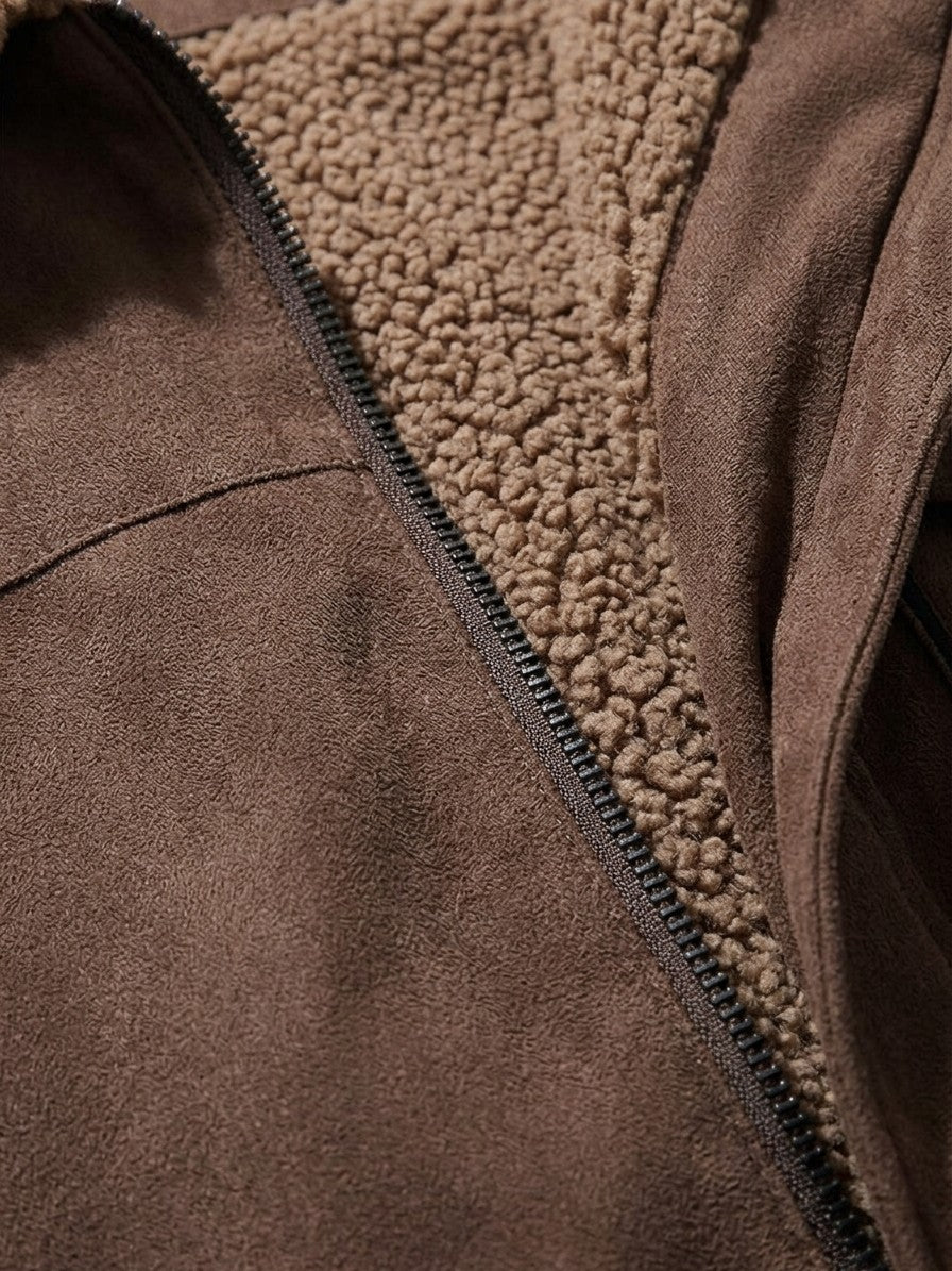 Valenza Men's Sherpa-Lined Zip Work Jacket — coffee — detail