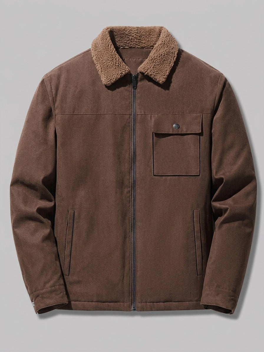 Valenza Men's Sherpa-Lined Zip Work Jacket — coffee — packshot