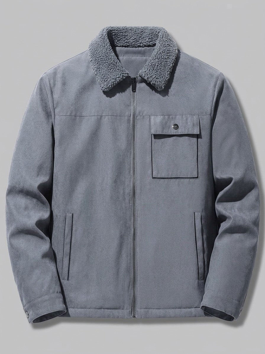 Valenza Men's Sherpa-Lined Zip Work Jacket — gray — packshot