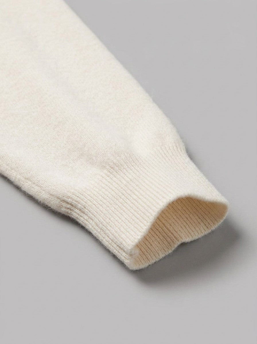 Varallo Men's Cashmere Zip-Neck Knit Polo — ivory — detail-2