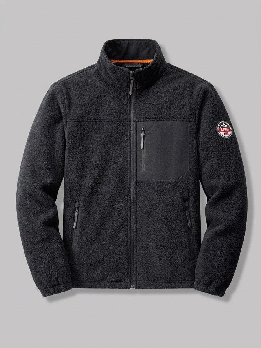 Varazze Men's Plush-Lined Fleece Jacket — black — packshot