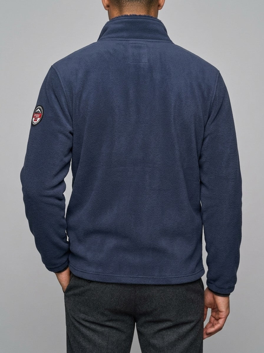Varazze Men's Plush-Lined Fleece Jacket — darkblue — back