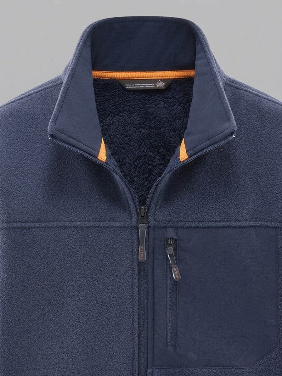 Varazze Men's Plush-Lined Fleece Jacket — darkblue — detail-2