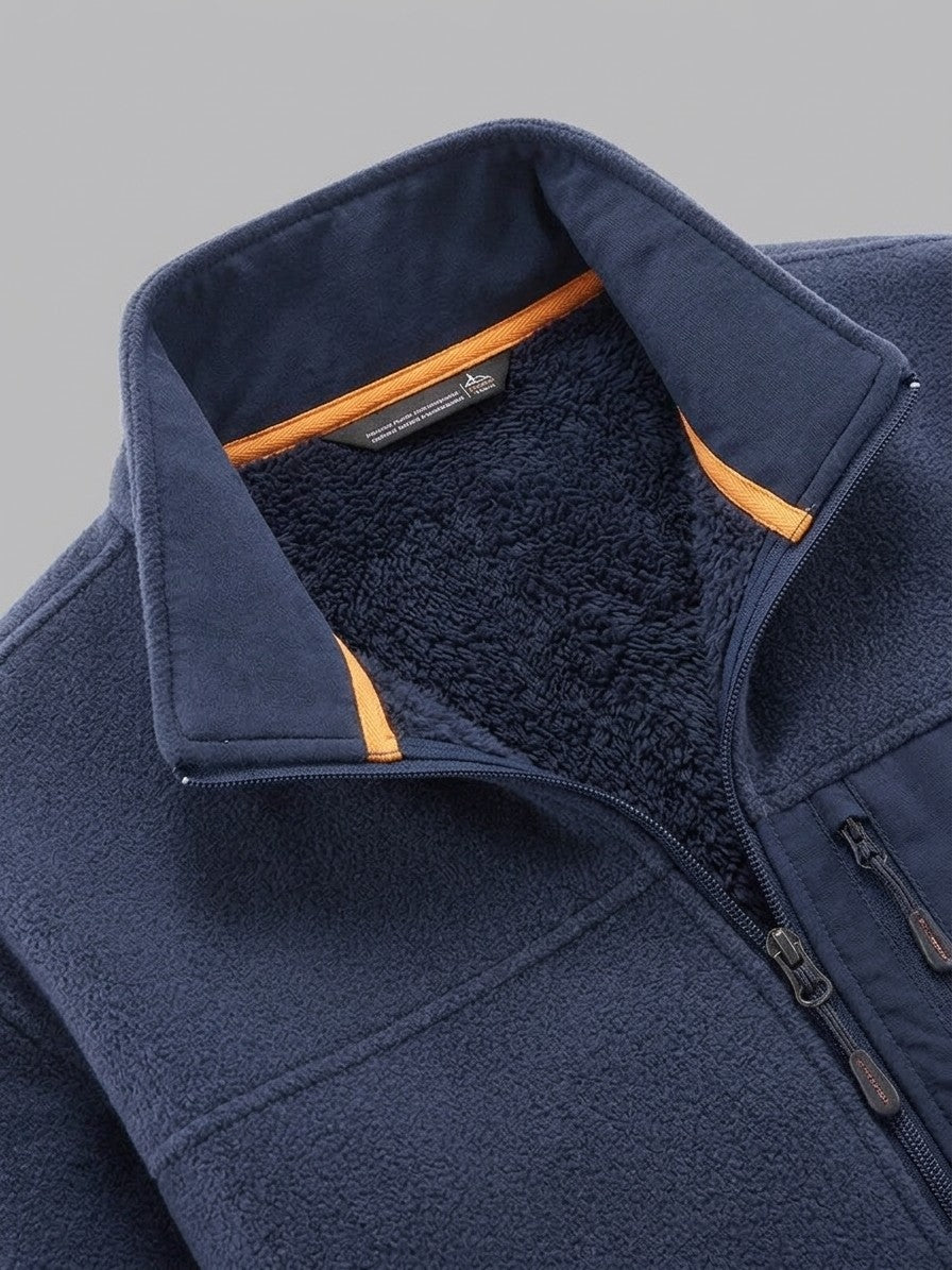 Varazze Men's Plush-Lined Fleece Jacket — darkblue — detail