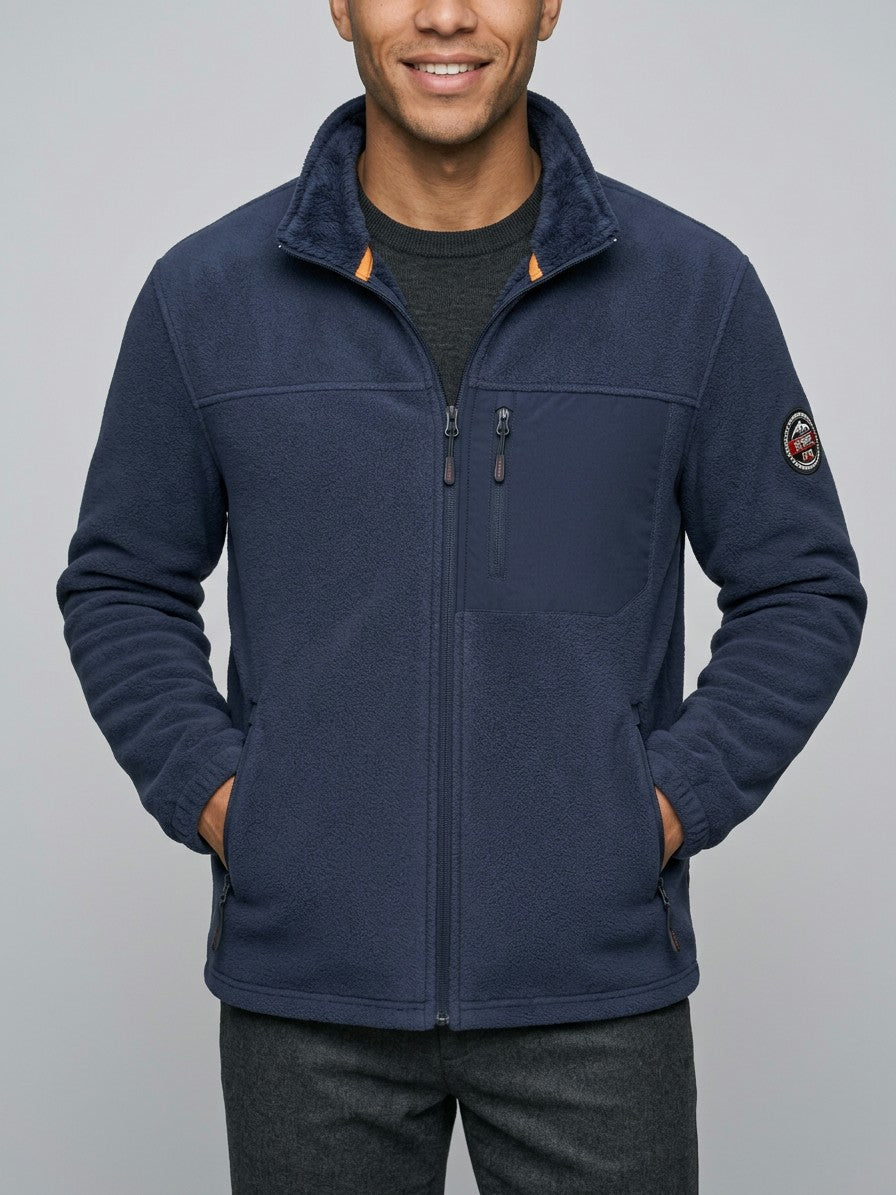 Varazze Men's Plush-Lined Fleece Jacket — darkblue — front