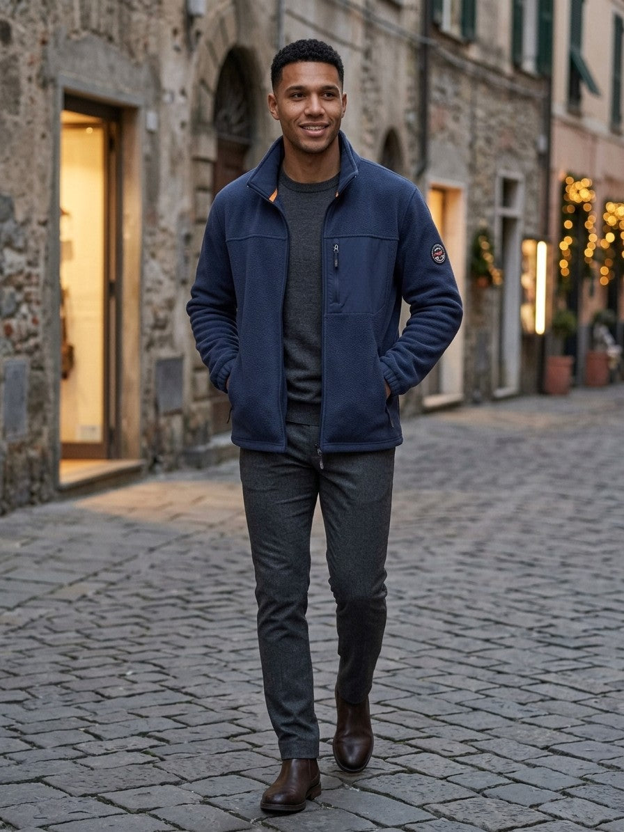 Varazze Men's Plush-Lined Fleece Jacket — darkblue — lifestyle
