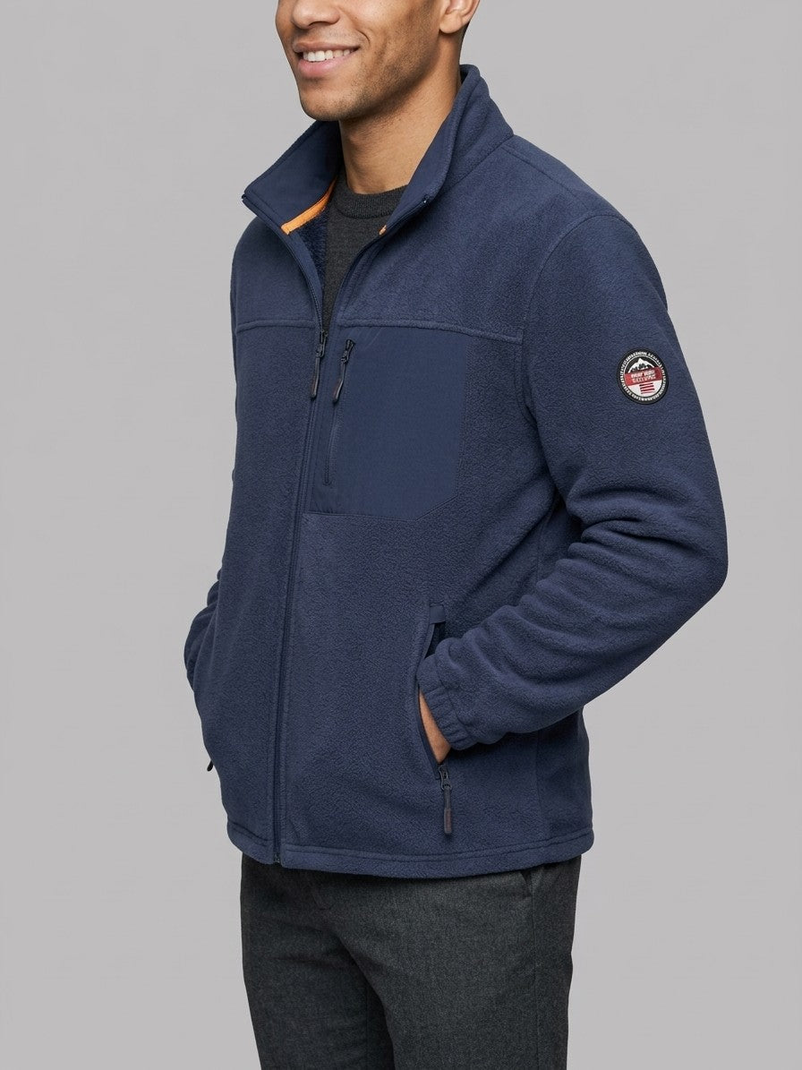 Varazze Men's Plush-Lined Fleece Jacket — darkblue — side