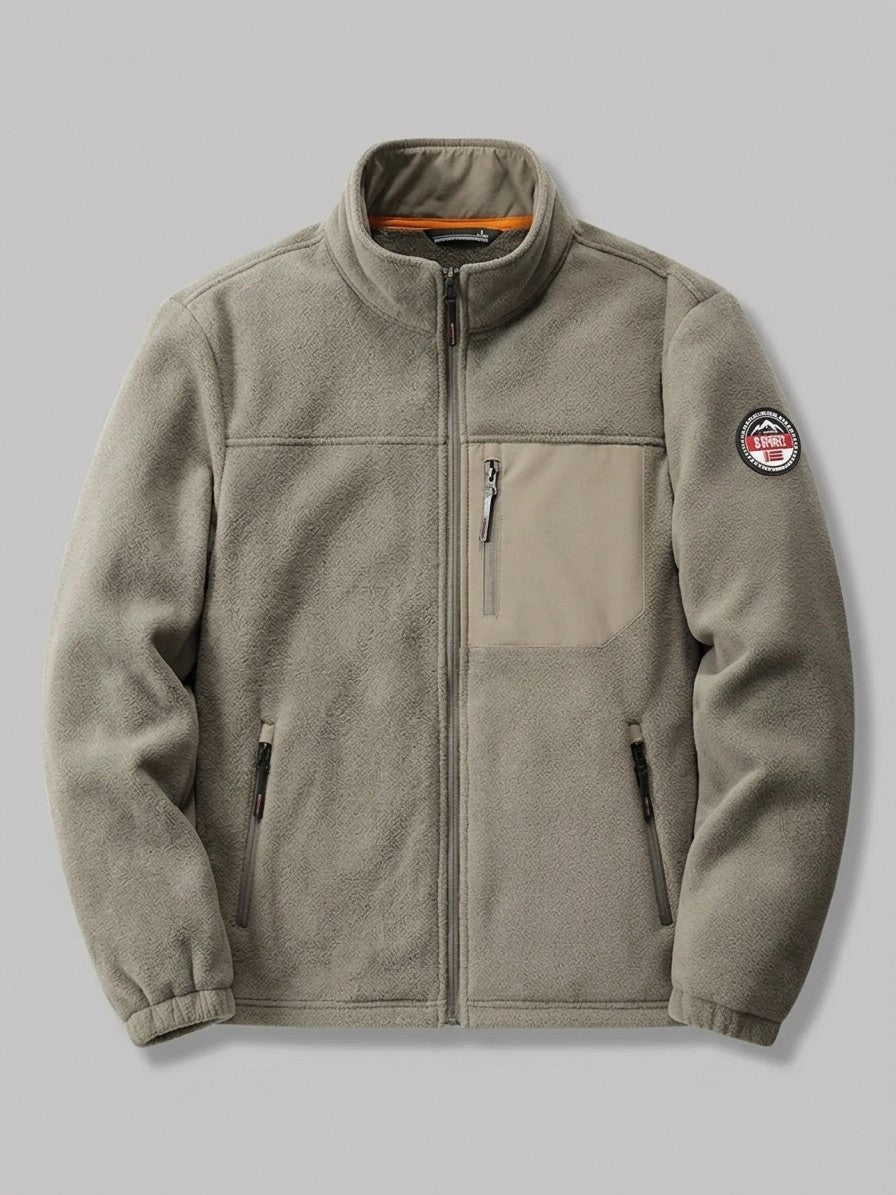 Varazze Men's Plush-Lined Fleece Jacket — khaki — packshot