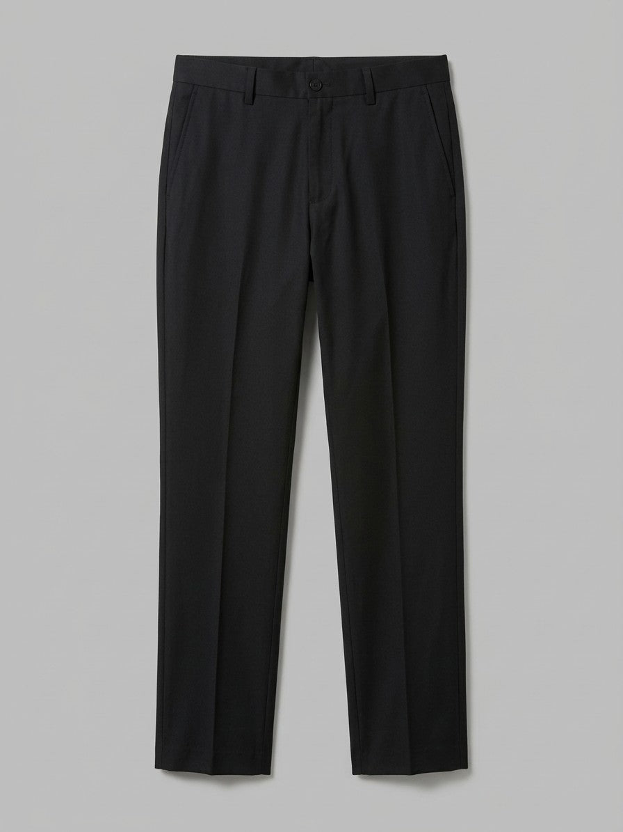 Varenno Men's Straight Fit Pocketed Trousers — black — packshot